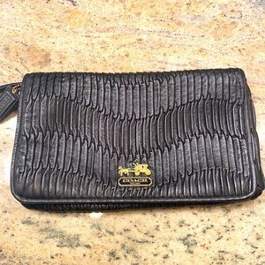 Coach Black Gathered Leather Clutch